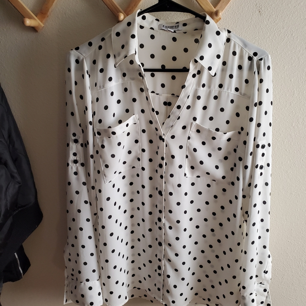 Polka dot button up Express blouses